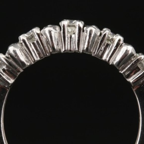 Platinum 1.02 CTW Genuine-Diamond Band-Marquise and Round Brilliant cut stones - Picture 6 of 7